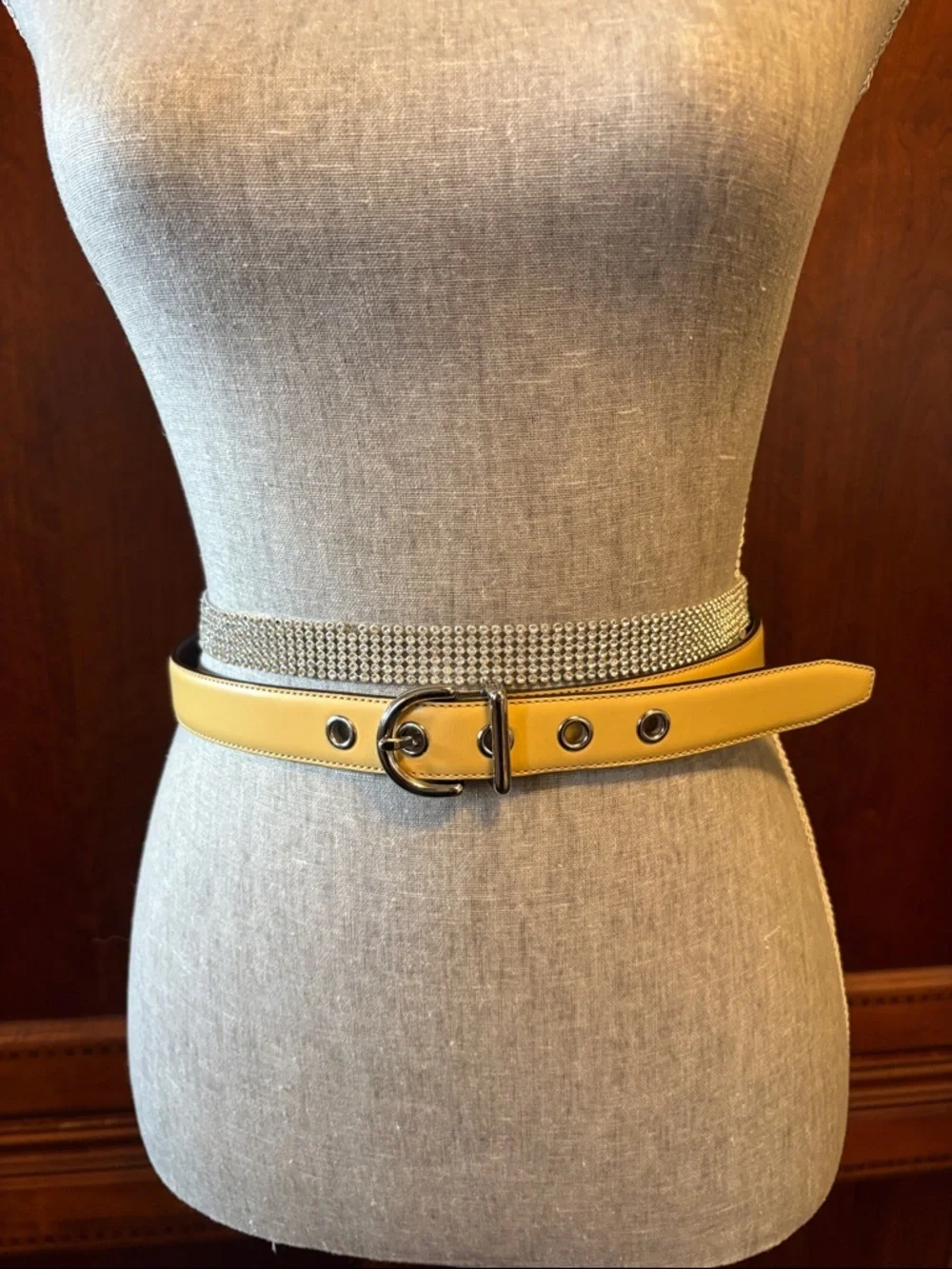 Vintage Coach 3960 Yellow Leather Waist Belt with Silver-Tone Buckle